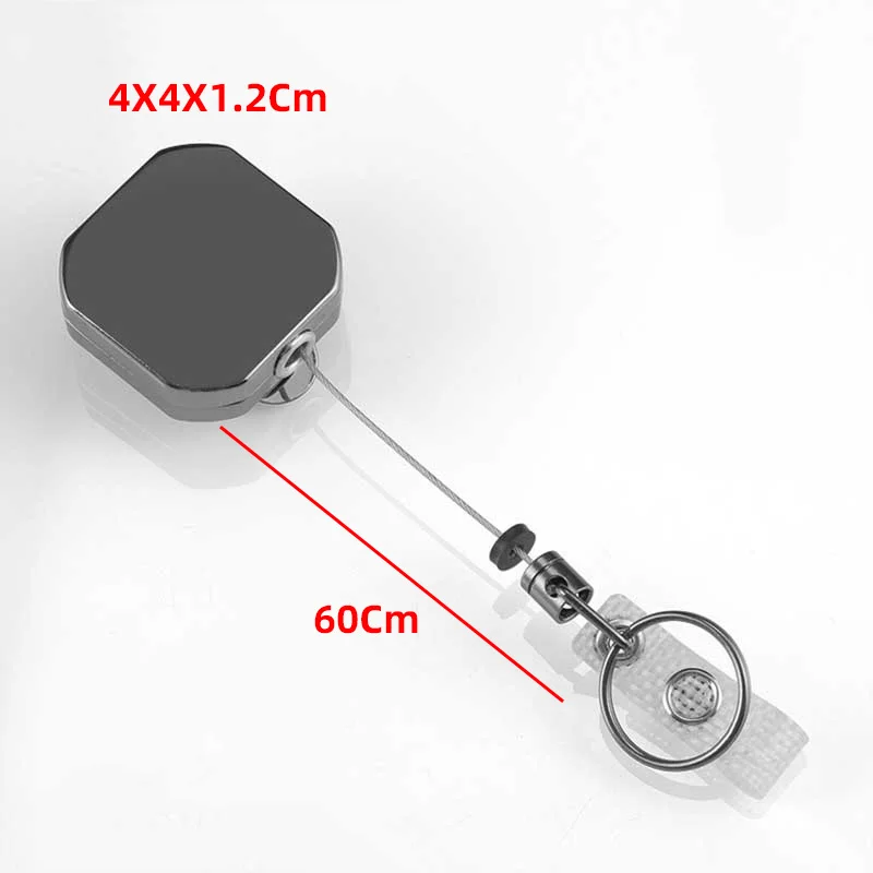 

All-metal Stretch 60CM Zinc Alloy Gun Gray Easy-to-pull Square Telescopic Easy-to-pull Outdoor Super-elastic Key Chain