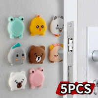 5pcs door handle door plug cartoon wall sticker thickened silent rubber crash pad toilet lock handle protector pad wall decor