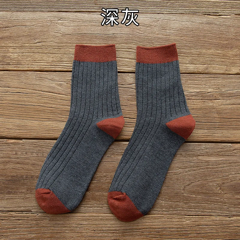 HSS Brand New Men's Vertical Striped Casual Socks Trendy color matching breathable cotton socks