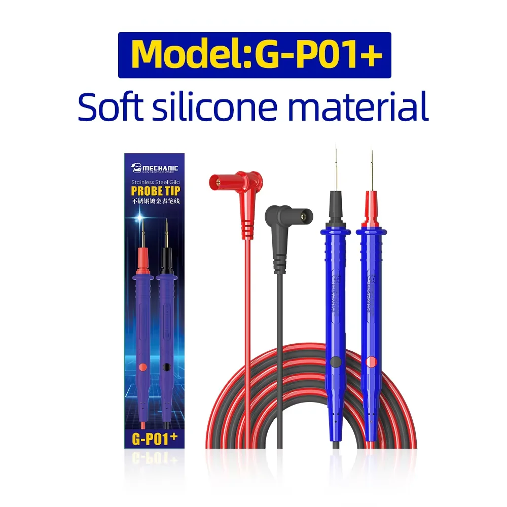 MECHANIC Универсальные позолоченные щупы для цифрового мультиметра, мягкий силиконовый кабель с двойной изоляцией и точными игольчатыми наконечниками