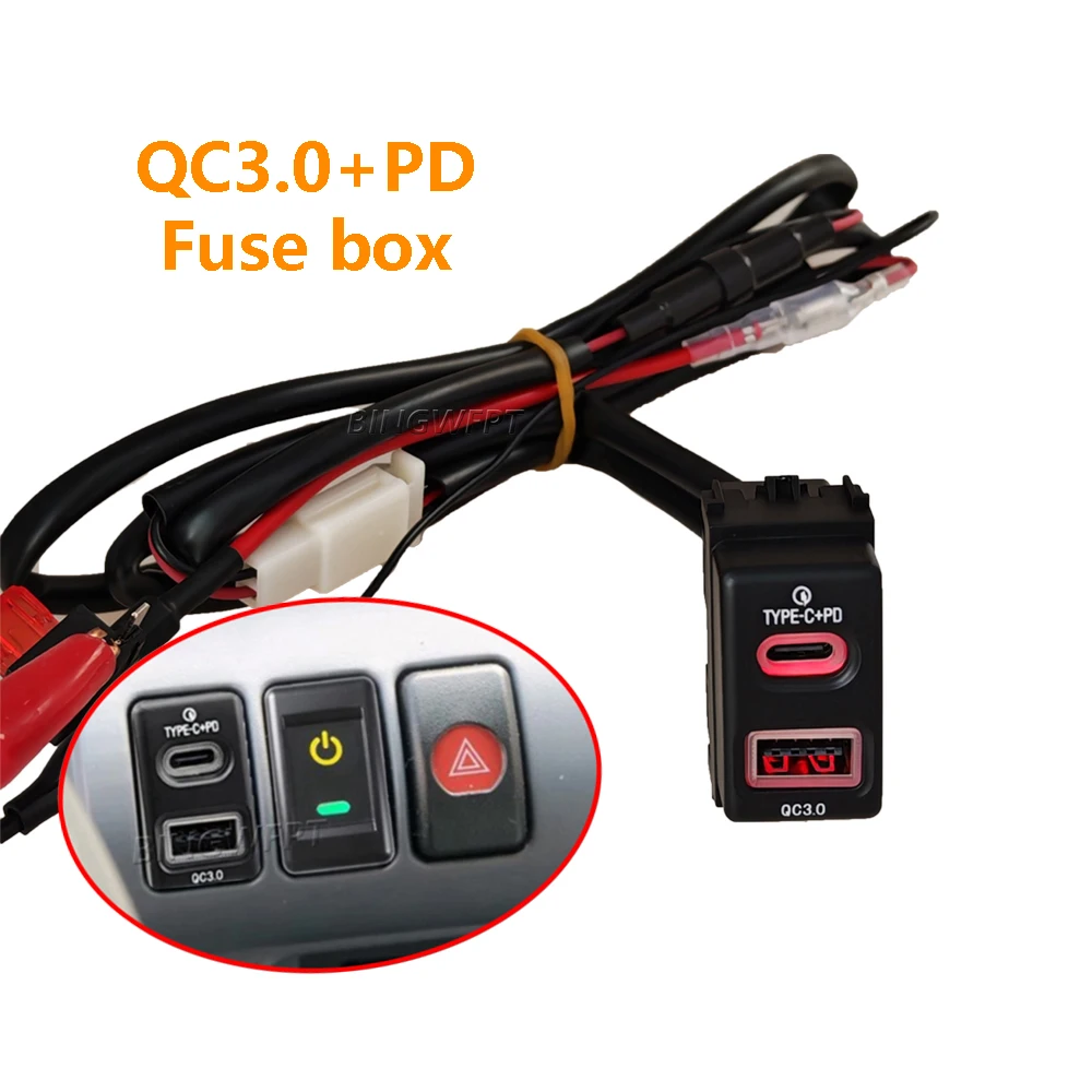 Фото Автомобильное зарядное устройство PD QC3.0 с двумя портами Type-C USB для быстрой зарядки, розетка питания для Nissan Teana 2004-2012, NV200 2010-2014, Fuga 2004-2007 №3