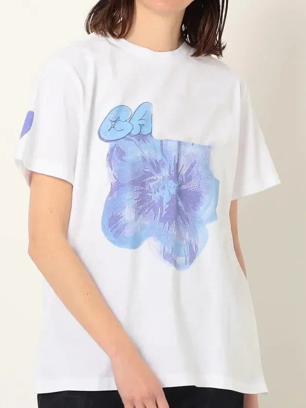 

Flower Letter Print Graphic Women T-shirts 2022 Summer Cotton Round Neck Short Sleeve Women's Clothing Casual Cozy Lady Tee Tops