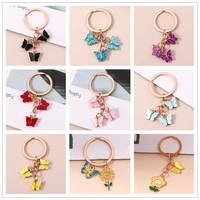new design lovely resin butterfly keychains key holder butterfly keyrings charms car key chain for women