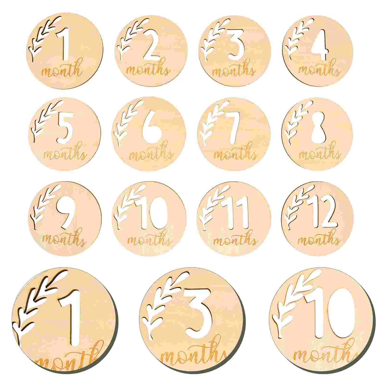 

Baby Milestones Wooden Slice Decors Monthly Commemorative Block Party Props Hollowed Cards Growth Blocks Newborn Photography