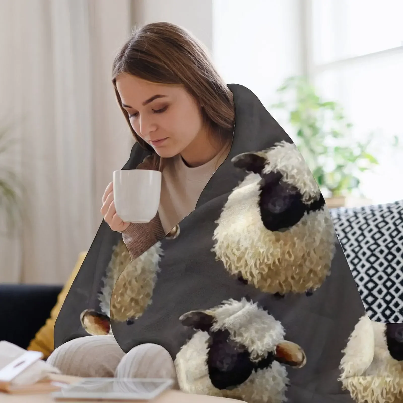 Плед Valais Blacknose Sheep 3 теплое зимнее одеяло для декоративного дивана-кровати
