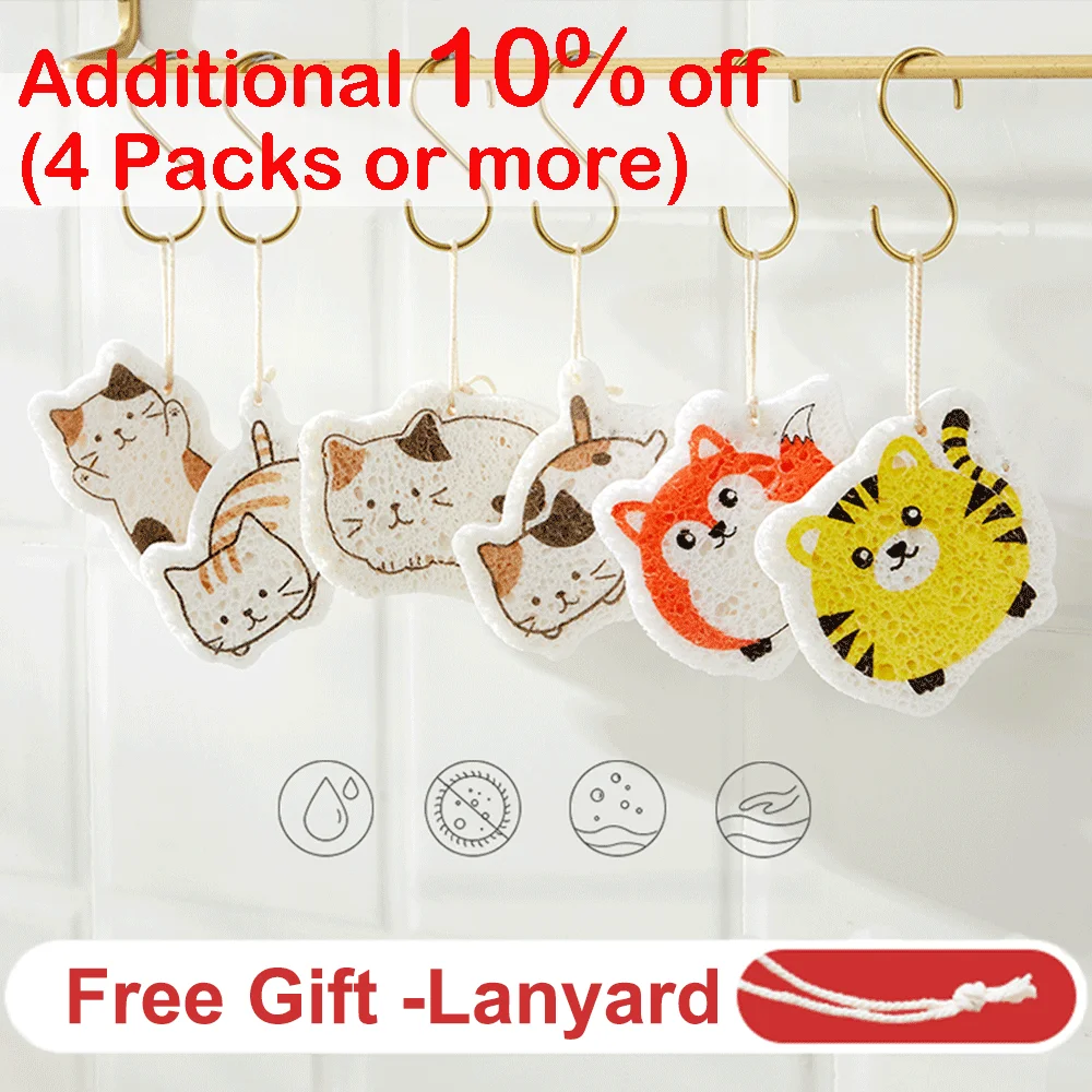 Антипригарная мультяшная хлопковая Губка из древесной целлюлозы компрессионное