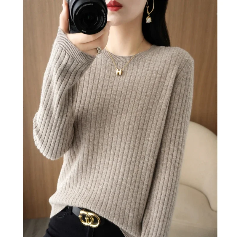 Осенне-зимний свитер женский свободный пуловер с круглым вырезом базовый стиль