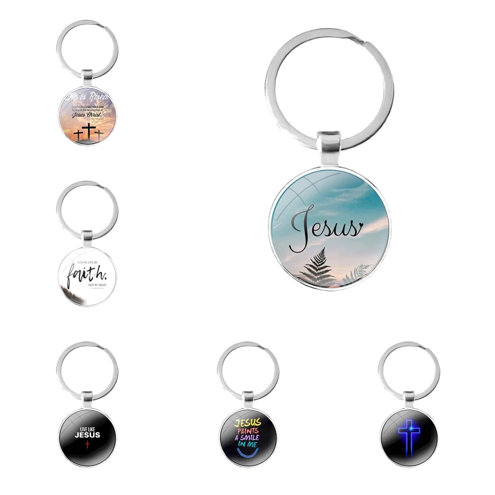 

Библейские Писания Иисус Христа стеклянный брелок с кабошоном брелок для автомобиля Подвески Брелки Подарки