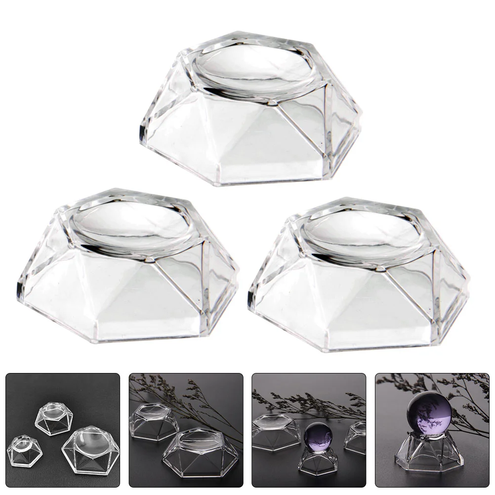 

3PCS Crystal Display Base Acrylic Round Display Stand (Transparent)
