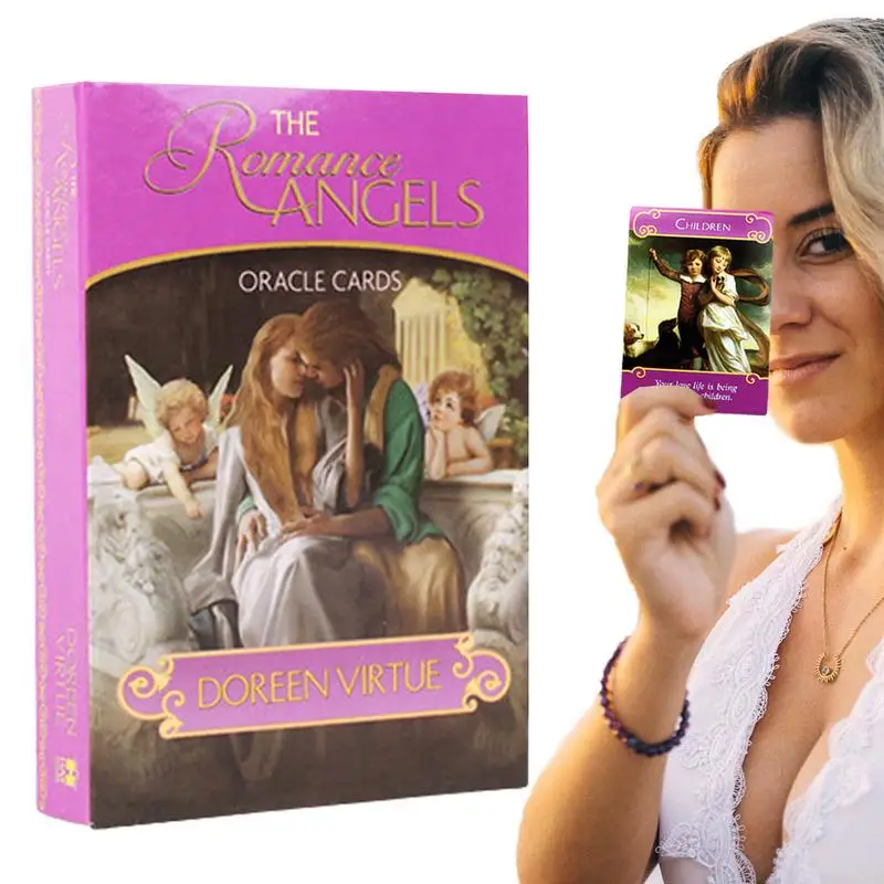 

44Pcs Romance Angels Divination Tarot Cards Interesting Board Game Cards with Vivid Images Unique Gifts for Witchcraft Lovers