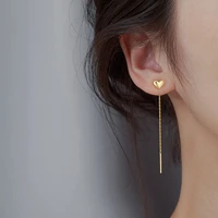 long tassel heart drop earrings for women gold color silver color korean hanging woman earring fashion party jewelry gift brinco