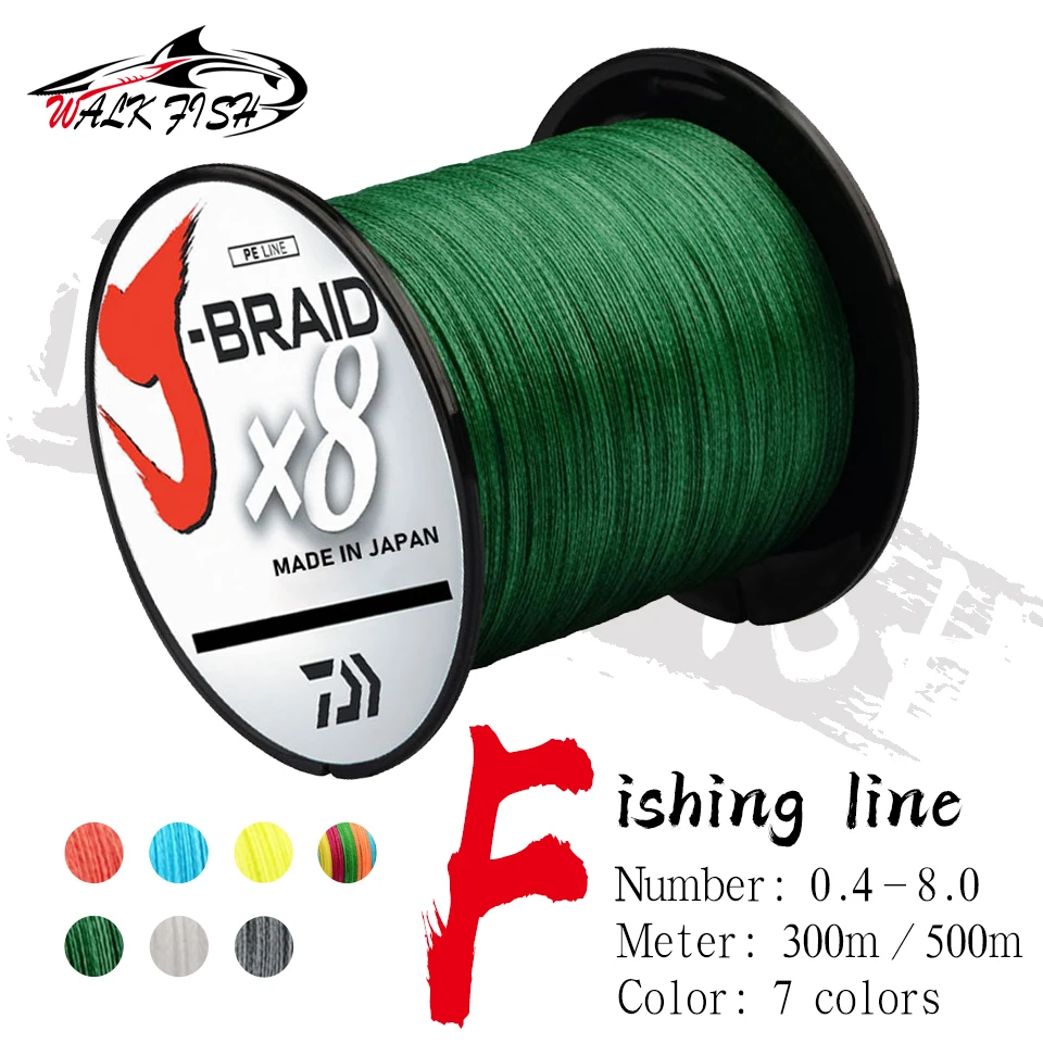 

WALK FISH 8 Strand Japan Super Strong PE 8 Braided Fishing Line 300m 500m Multifilament Braid Thread 18LB 22lb 35lb 87LBS