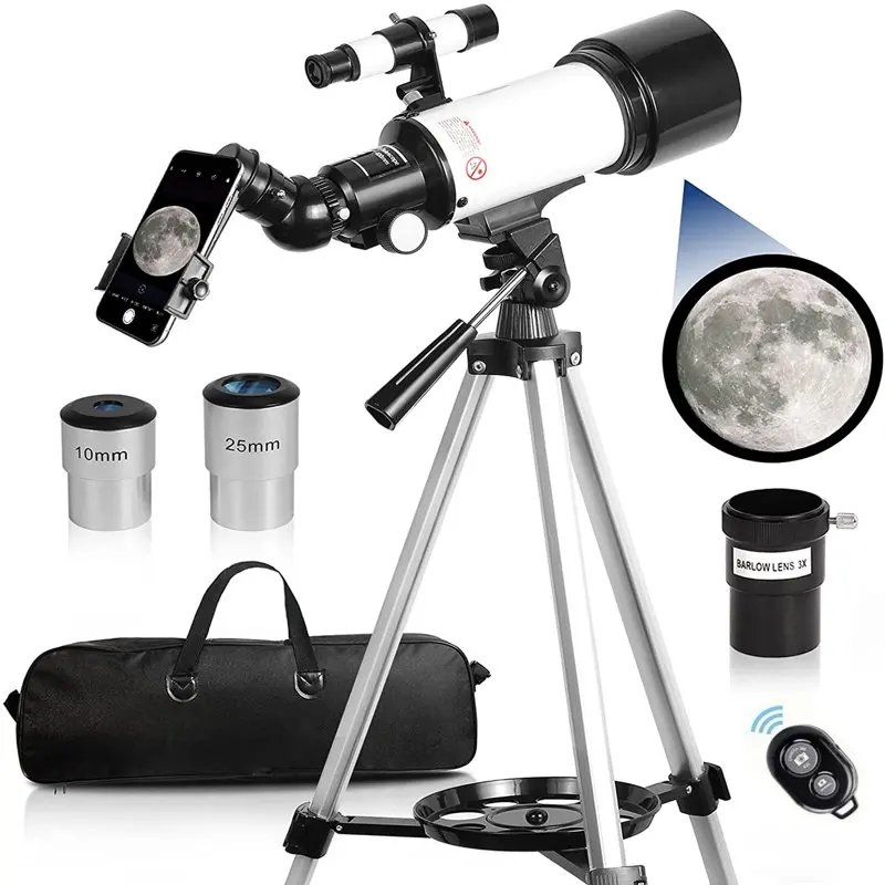 

Telescope for Kids Beginners Adults, 70mm Astronomy Refractor Telescope with Adjustable Tripod - Perfect Telescope Gift for Kids