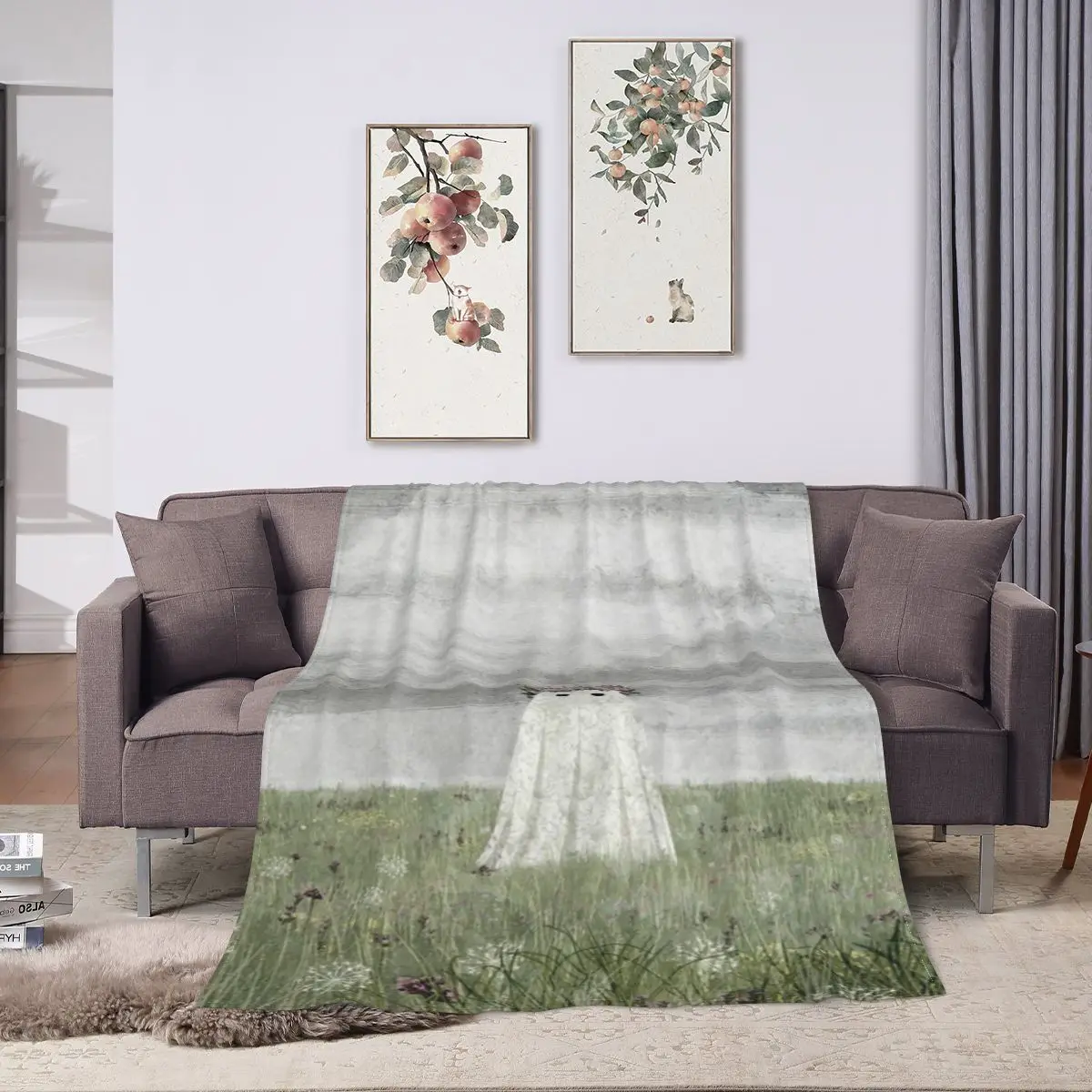 Летнее ультрамягкое Флисовое одеяло с привидением на Луге