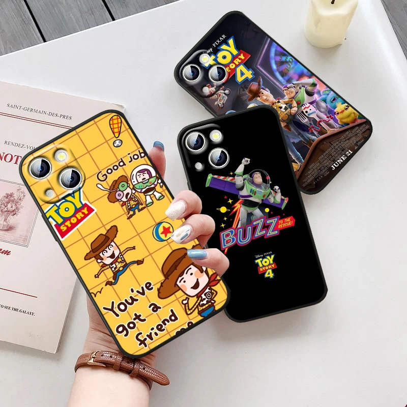 

Disney Toy Story For iPhone 14 13 12 11 Pro Max XS Max X XR 7 8 Plus 6S 5S Silicone Black Shell Phone Case