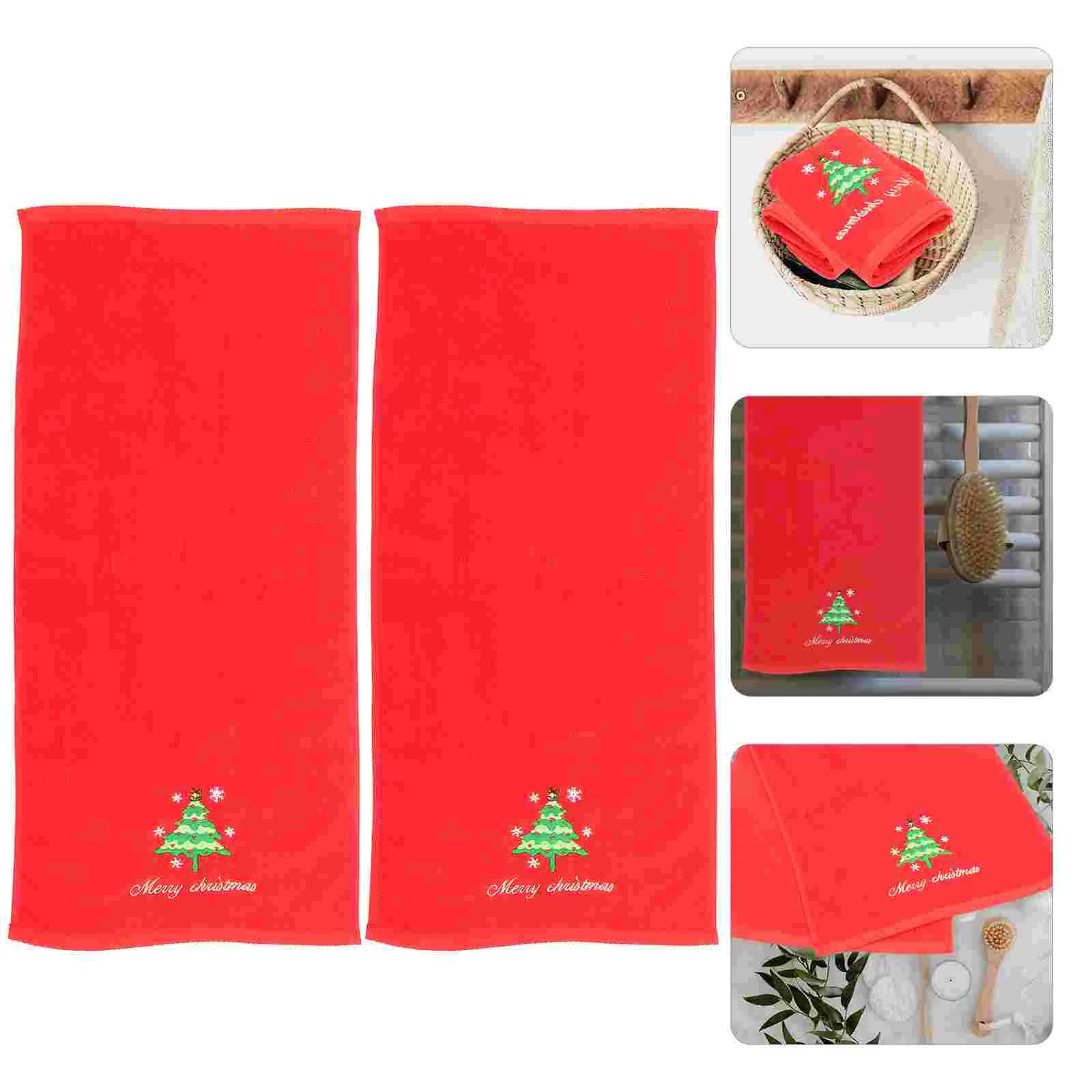 

Towels Christmas Towel Bathroomhand Cotton Tea Gift Dish Wash Tree Face Kitchen Embroidery Guest Holiday Lovely Theme Cleaning