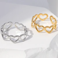 heart ring silver gold stainless steel rings for women luxury designer adjustable open rings aesthetic trendy woman jewelry 2022