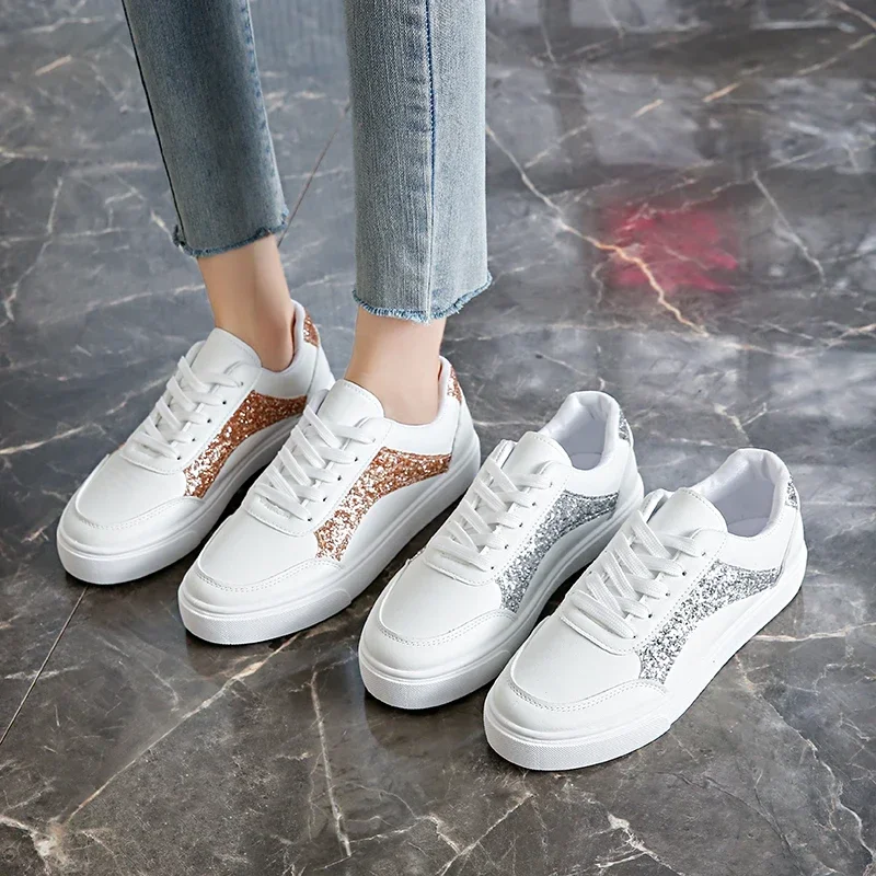 Кроссовки Женская обувь Белые кроссовки на плоской подошве Спортивная
