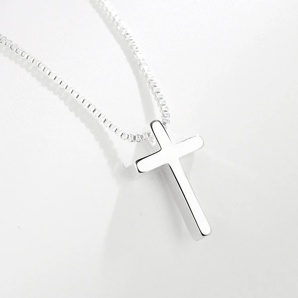 

925 Sterling Silver Necklace for Charm Women Men Cross Shape Chain Chocker Minimalism Fashion Trendy Fine Jelwery Accessories