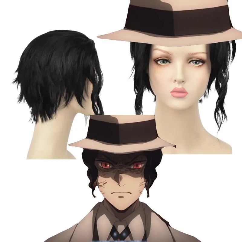 

Косплей-реквизит из аниме «убийца демонов» кибуцуцзи музан для Хэллоуина, парик из синтетических волос для вечерние, головной убор, более г...