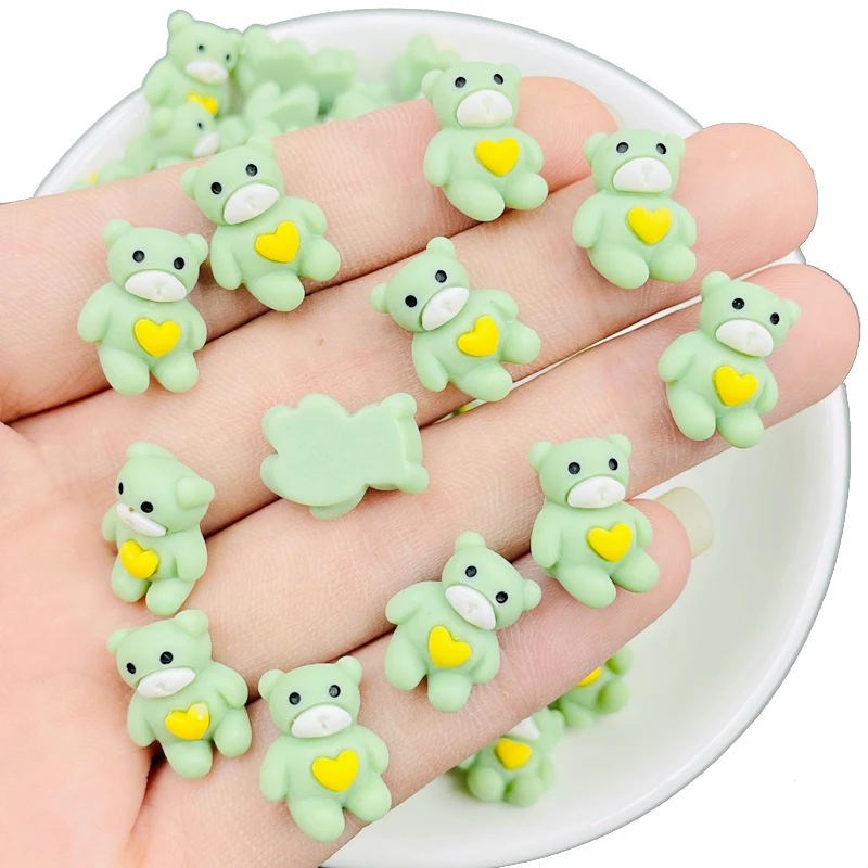 

20 Pcs New Cute Mini Kawaii Heart Shaped Bear Resin Cabochons Scrapbook 3D Diy Manicure Accessories Decorations N24