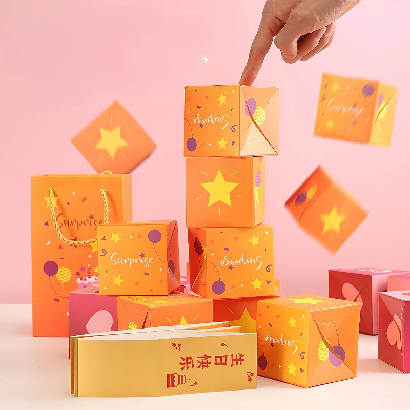 Diy Folding Paper Box Gift Surprise Bounce Box Explosion Red Envelope Gift Box Set