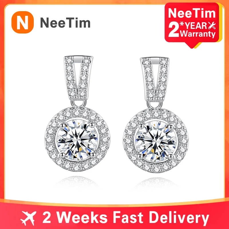 

Серьги NeeTim с мусанитом для женщин, серьги-подвески D Color Lab из серебра 925 пробы с бриллиантами, изящные серьги-кольца Huggie, висячие серьги, Изящн...
