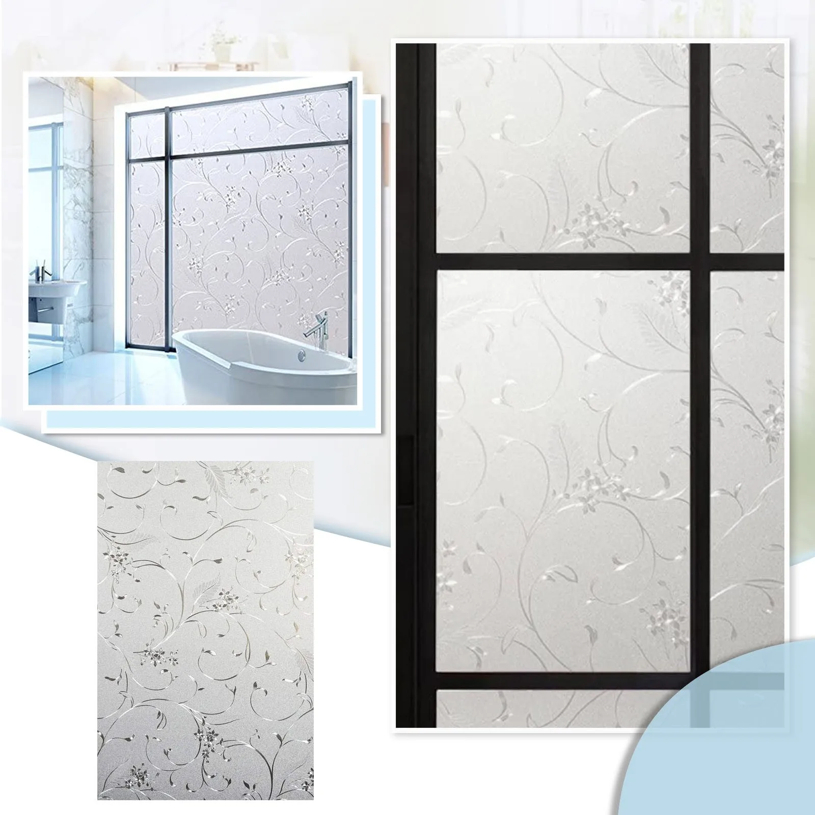 

Static Cling Matte Glass Vinyl Window Film Stained Adhesive Glass Film with Glue Privacy Protective Window Sticker for Office