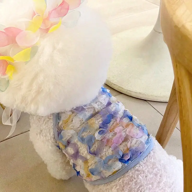 

Puppy Vest Summer Perspective Hollow Fairy Petal Sling Pet Cat Small Dog Clothes