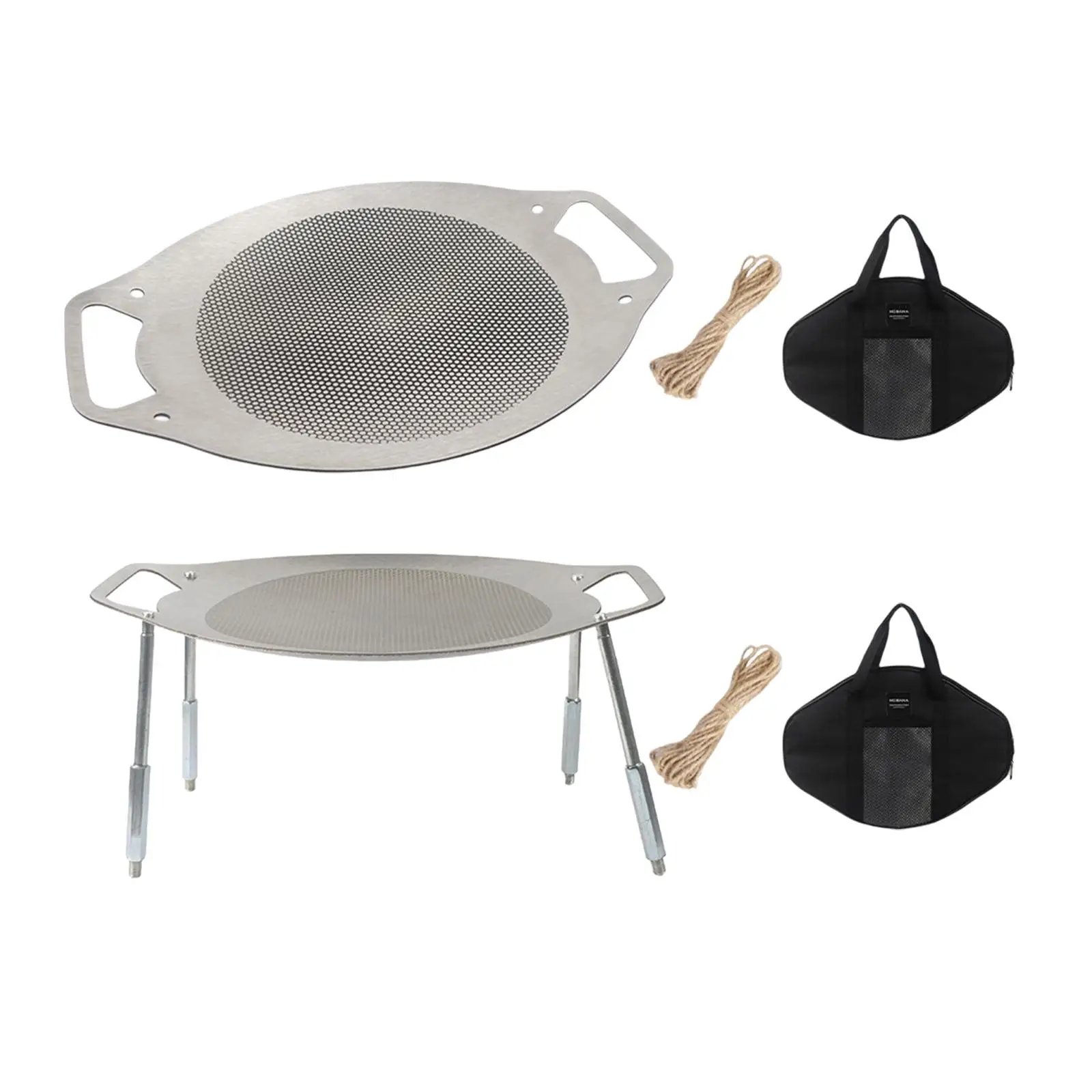 

Round Grill Plate Steak Bacon Pan Pot Non Stick Tray Stainless Steel Stovetop Grill Pan for Barbecue Cooking Cookware Camping