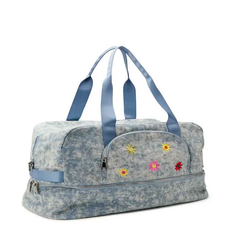 Multi-Functional Durable and Stylish Denim Women's Weekender Dome Travel Bag - Make Every Trip Fun and Easy!