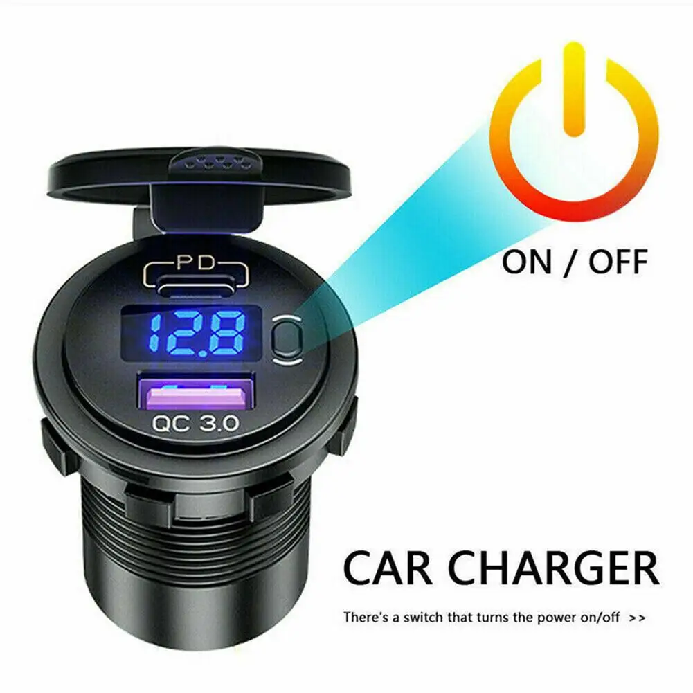 

Зарядное устройство PD + QC3.0 стандарта Type-C для 12 В, 24 В, высококачественные аксессуары для автомобилей и мотоциклов