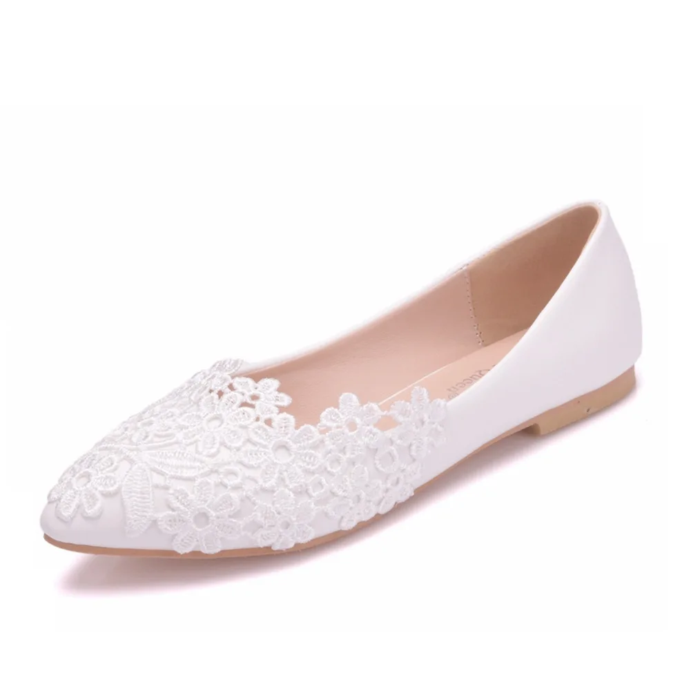 Sexy wedding shoes bride Flat Autumn Classic Shoes White Lace Springl Wedding Casual Shoes Flat For Women Princess Wedding  Shoe