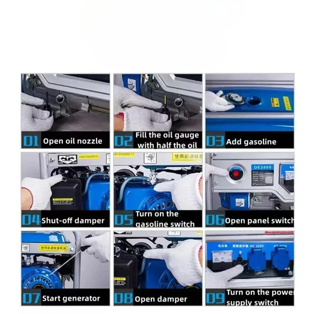 220 В 4 кВт 7 л.с. бытовой уличный бензиновый генератор с ручным запуском однофазная