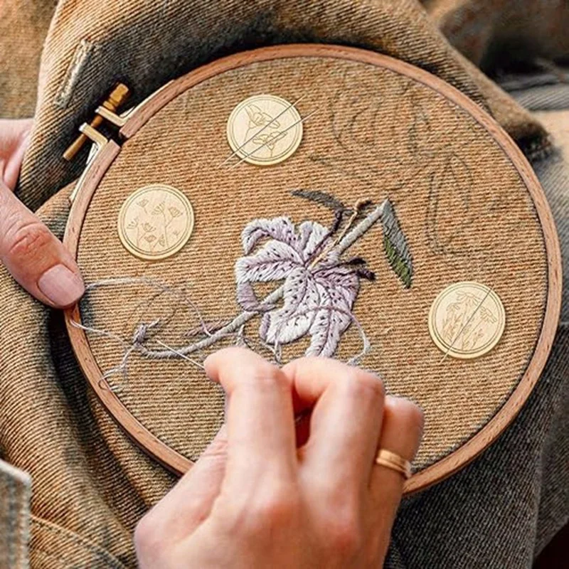 6 шт. держатели игл с цветочным узором для вышивания и штифтов