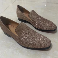 glitter luxury designer shoes men bling loafers dress shoes slip on summer casual shoes mens flats party and wedding shoes