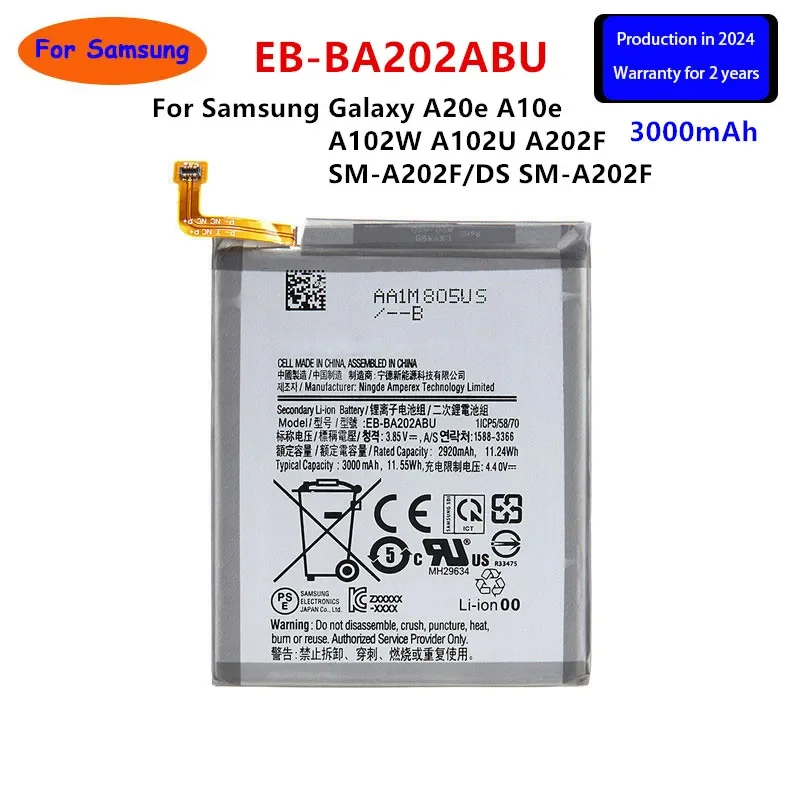 Совершенно новый аккумулятор EB-BA202ABU 3000 мАч для Samsung Galaxy A20e A10e A102W A102U A202F SM-A202F/DS SM-A202F