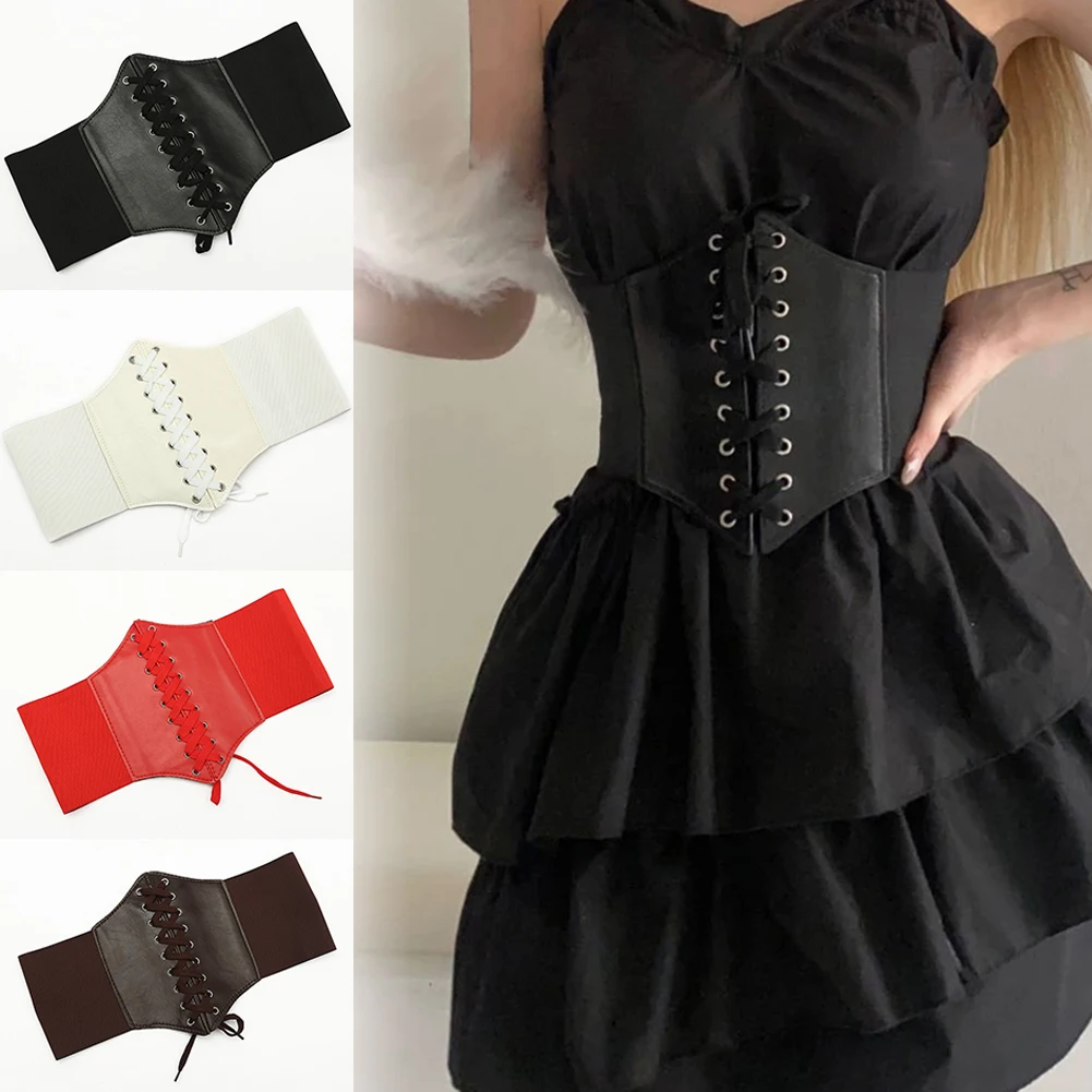 

2023 White Black Corset Wide PU Leather Slimming Body Shaper Belts Waistband Waist Underbust Corset Belt Body Building For Women