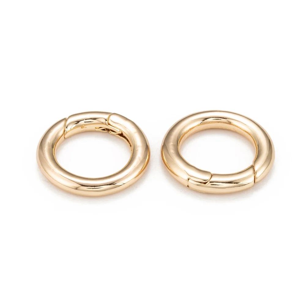 

2pcs Brass Spring Gate Rings O Rings Nickel Free Real 18K Gold Plated 6 Gauge 23x4mm 15mm Inner Diameter