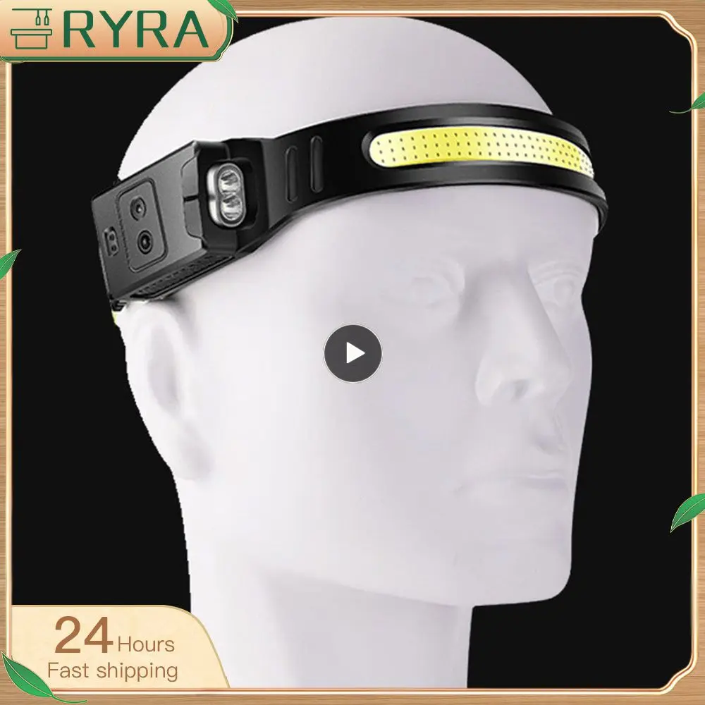 

1~5PCS Drop Shipping COB LED Induction Riding Headlamp 1200mAh USB Rechargeable Hunting Flashlight Work Light 6 Modes Head Lamp