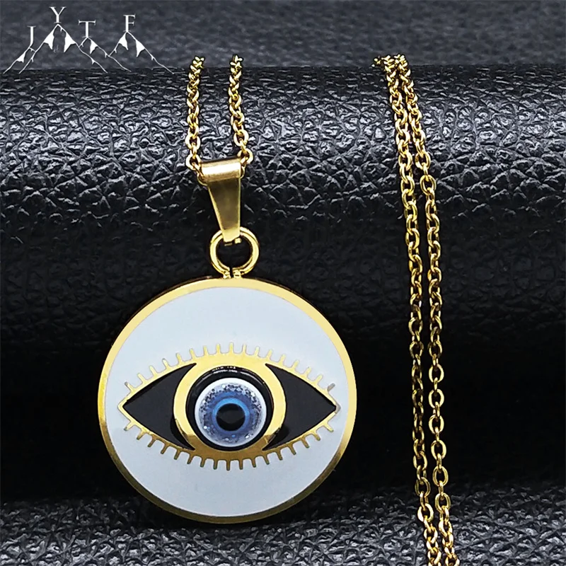 

Vintage Personality Turkish Evil Blue Eye Necklace Stainless Steel Choker Devil Eye Necklace Lucky Turkey Eye Friendship Jewelry