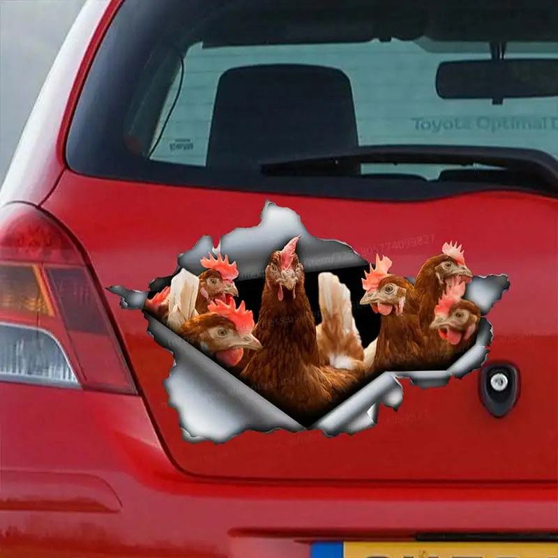 Забавные коричневые автомобильные наклейки цыплят, водонепроницаемая виниловая наклейка на бампер, заднее окно, ноутбук, ферма, наклейка для автомобиля, аксессуары SH30 приклей ка ферма
