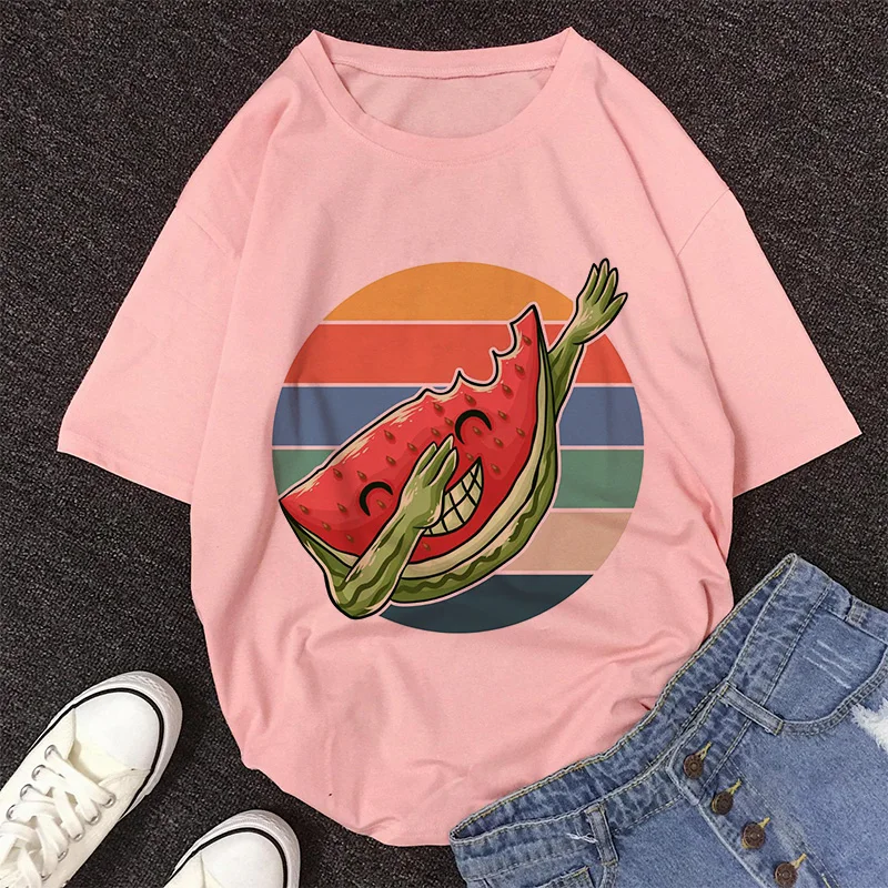 

Cartoon Funky Watermelon Sleeve T-shirt Women Kawaii Casual Teen Girls Clothes Graphic Tops Female Tee Summer Women T Shirt Tops