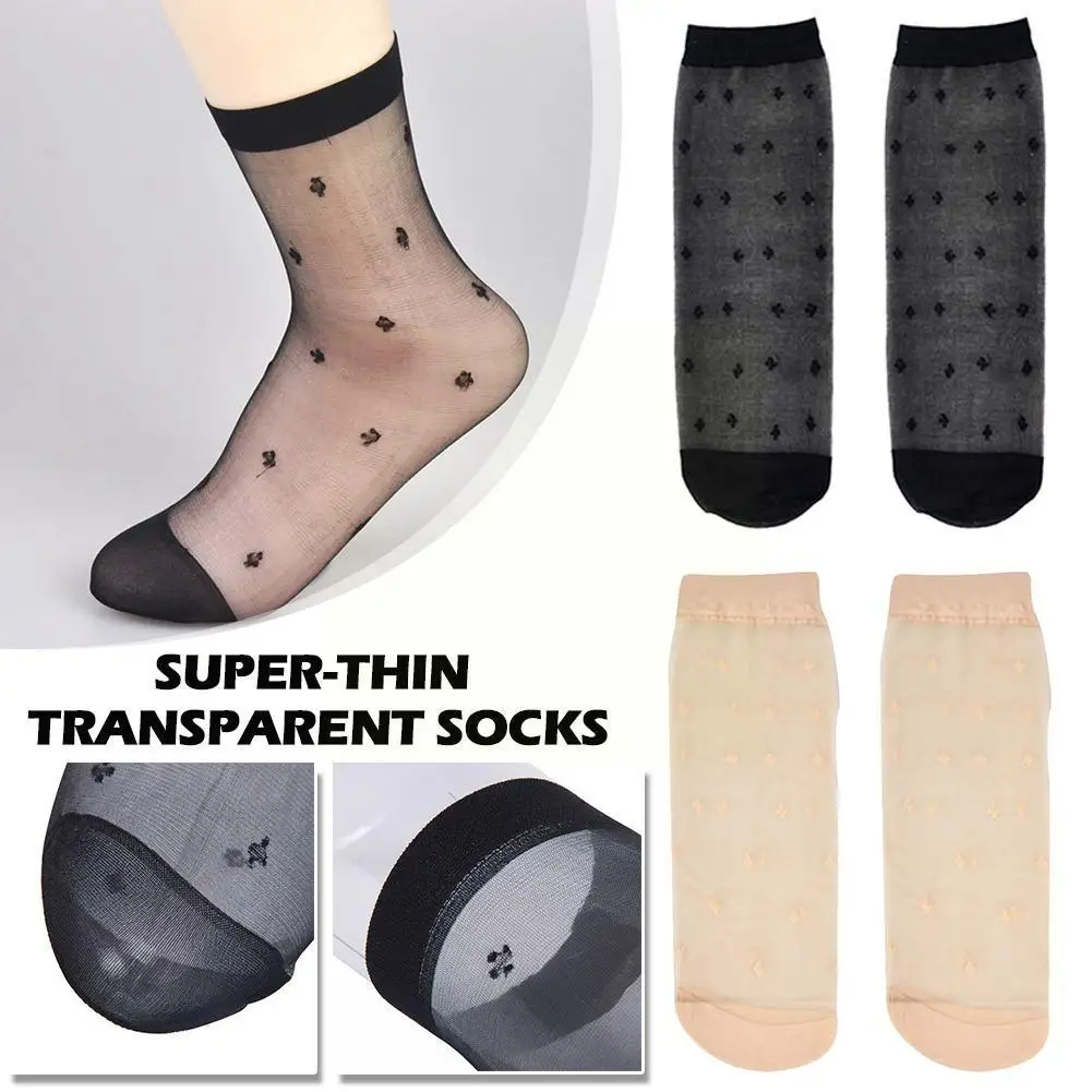 Ultrathin Summer Women Crystal Silk Socks Skin Color Ladies Silk Socks 10pcs/lot Nylon Ankle Short Dot Thin Fashion Transpa G5W1