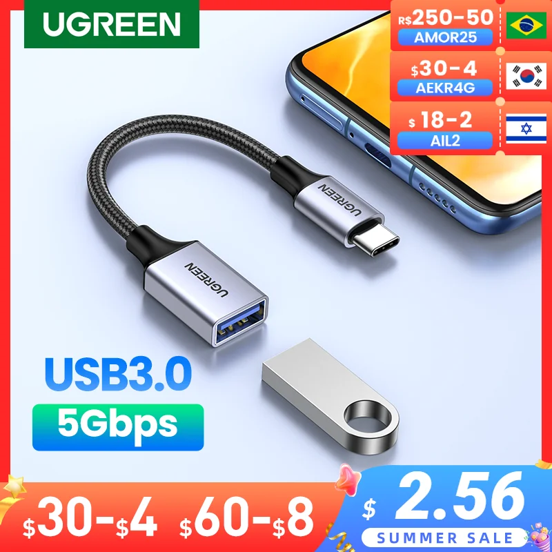 UGREEN USB C to USB 3.0 Adapter Type C OTG Cable Thunderbolt 3 to USB Female Adapter OTG Cable for MacBook Pro Xiaomi Mi 9 USB-C