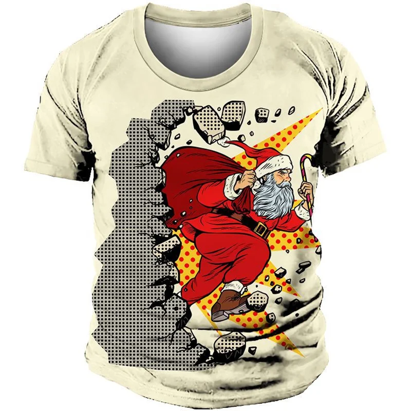 

Счастливая фотография для мужчин, 3d топ с коротким рукавом Sata, забавная футболка, большая Мужская рубашка, Рождественская одежда, повседнев...