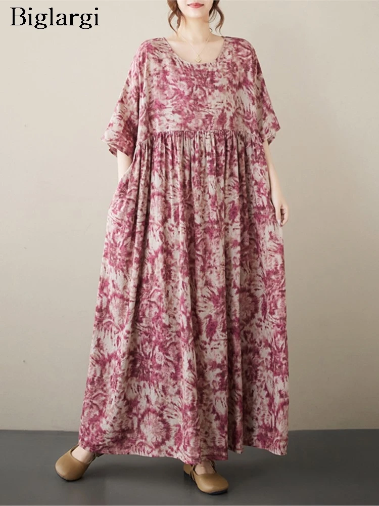 Платье женское длинное ТРАПЕЦИЕВИДНОЕ с принтом модное повседневное свободное