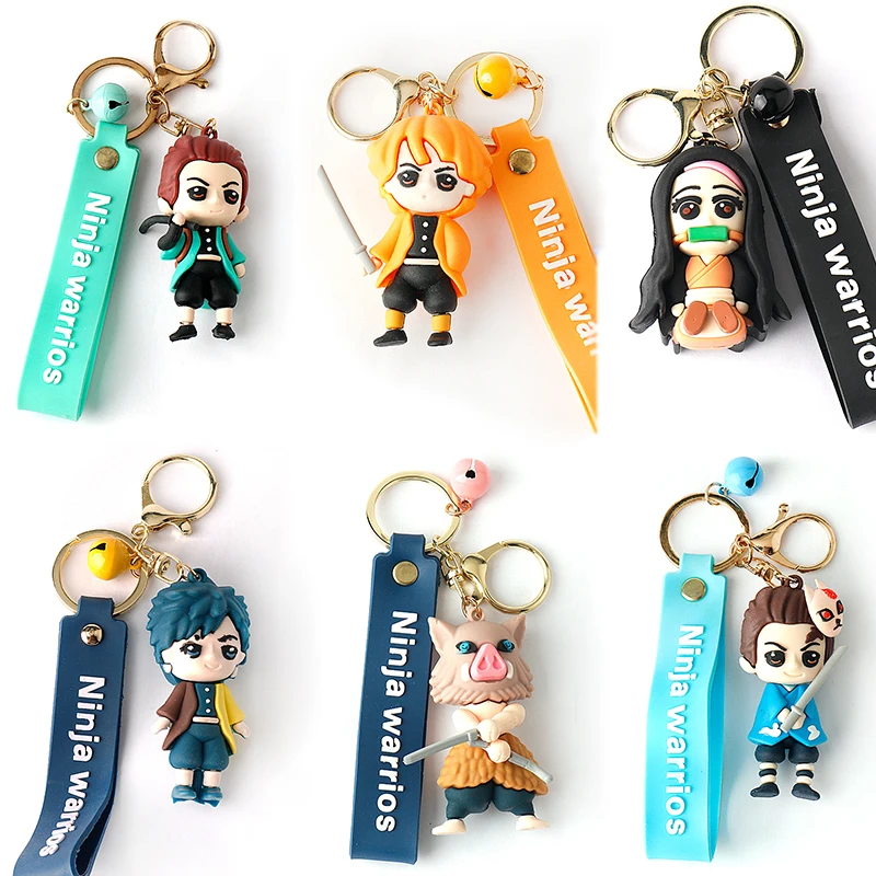 New Anime Demon Slayer Keychain Cosplay Kimetsu No Yaiba 3D Rubber Pendant Car Key Ring Cute Bag Accessories Jewelry Fans Gift images - 6