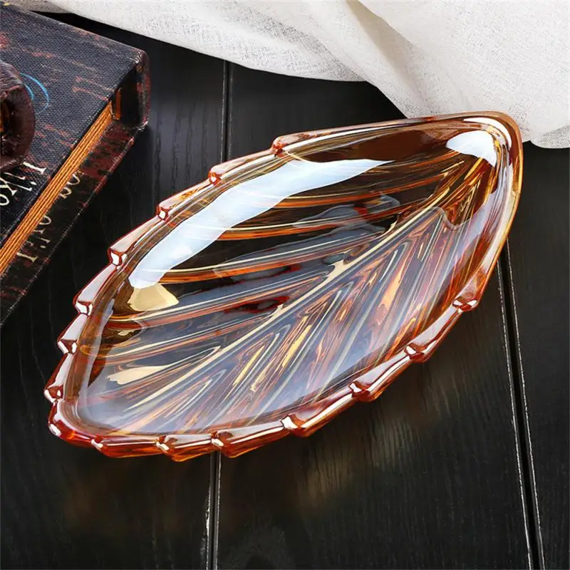

New Lead-free Glass Creative Leaf Saucer Willow Leaf Plate Fruit Bucket Bar Ktv Snack Saucer Candy Dried Fruit Plate