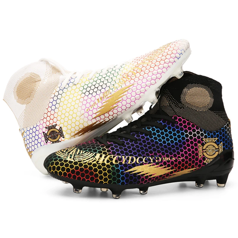 

New Outdoor Mens Soccer Cleats High Ankle Football Shoes Long Spikes Training Boots Men Women Soccer Shoes Grass TF/AG/FG 35-46